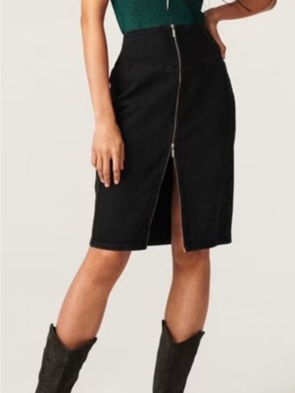 NWT ba&sh thais denim zip skirt size L